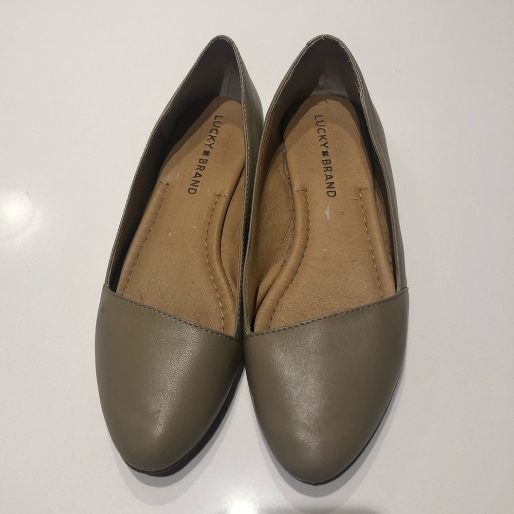 Beige Lucky Brand Leather Flats